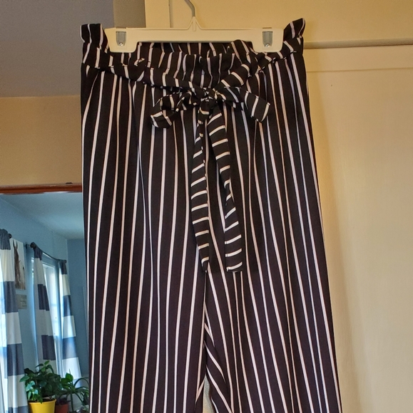 Como Black Striped B&W Pants | S | - Picture 1 of 4